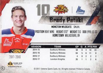 2017-18 Extreme Moncton Wildcats (QMJHL) #4 Brady Pataki Back