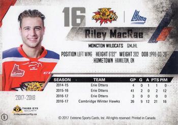 2017-18 Extreme Moncton Wildcats (QMJHL) #9 Riley MacRae Back
