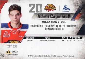 2017-18 Extreme Moncton Wildcats (QMJHL) #13 Adam Capannelli Back