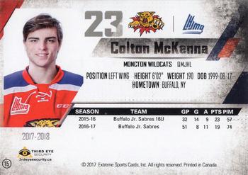 2017-18 Extreme Moncton Wildcats (QMJHL) #15 Colton McKenna Back