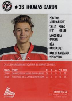 2017-18 Quebec Remparts (QMJHL) #NNO Thomas Caron Back