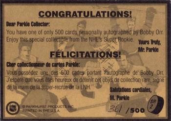 1995-96 Parkhurst 1966-67 - Super Rookie Autographs #SR2 Bobby Orr Back