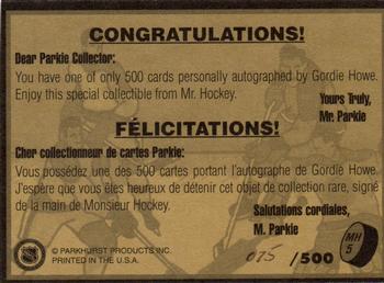 1995-96 Parkhurst 1966-67 - Mr. Hockey Autographs #MH5 Gordie Howe Back
