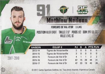 2017-18 Extreme Val d'Or Foreurs (QMJHL) #3 Mathieu Nadeau Back