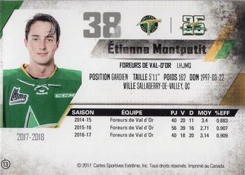 2017-18 Extreme Val d'Or Foreurs (QMJHL) #13 Etienne Montpetit Back