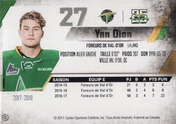2017-18 Extreme Val d'Or Foreurs (QMJHL) #15 Yan Dion Back
