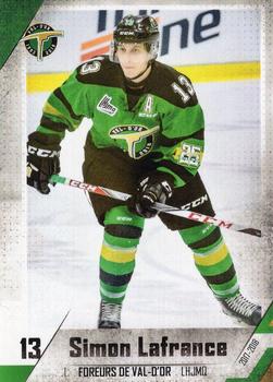 2017-18 Extreme Val d'Or Foreurs (QMJHL) #19 Simon Lafrance Front