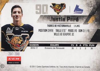 2017-18 Extreme Victoriaville Tigres (QMJHL) #27 Justin Pare Back