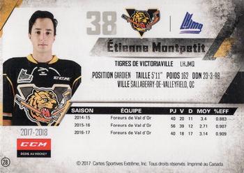 2017-18 Extreme Victoriaville Tigres (QMJHL) #28 Etienne Montpetit Back