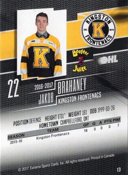 2016-17 Extreme Kingston Frontenacs OHL #13 Jakob Brahaney Back