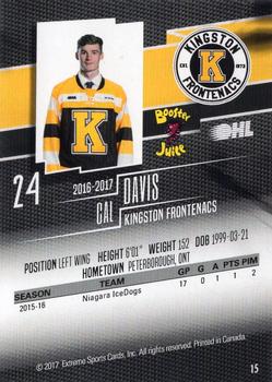 2016-17 Extreme Kingston Frontenacs OHL #15 Cal Davis Back