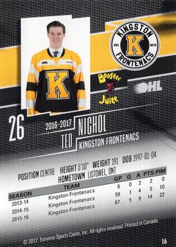 2016-17 Extreme Kingston Frontenacs OHL #16 Ted Nichol Back