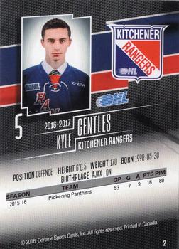 2016-17 Extreme Kitchener Rangers OHL #2 Kyle Gentles Back