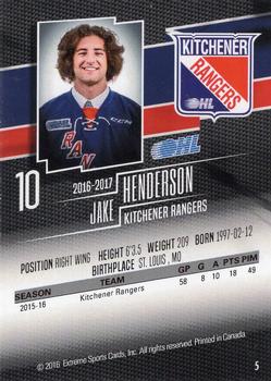 2016-17 Extreme Kitchener Rangers OHL #5 Jake Henderson Back