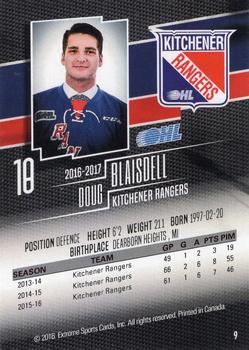 2016-17 Extreme Kitchener Rangers OHL #9 Doug Blaisdell Back