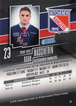 2016-17 Extreme Kitchener Rangers OHL #11 Adam Mascherin Back