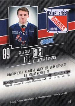 2016-17 Extreme Kitchener Rangers OHL #24 Eric Guest Back