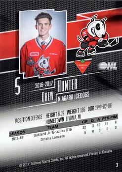 2016-17 Extreme Canadian Tire Niagara IceDogs (OHL) #3 Drew Hunter Back