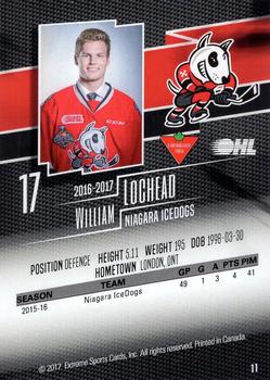 2016-17 Extreme Canadian Tire Niagara IceDogs (OHL) #11 William Lochead Back
