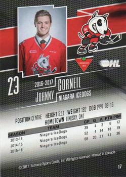 2016-17 Extreme Canadian Tire Niagara IceDogs (OHL) #17 Johnny Corneil Back