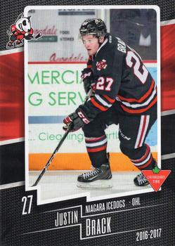 2016-17 Extreme Canadian Tire Niagara IceDogs (OHL) #20 Justin Brack Front