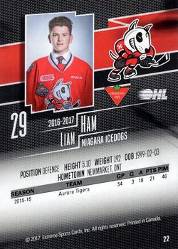 2016-17 Extreme Canadian Tire Niagara IceDogs (OHL) #22 Liam Ham Back