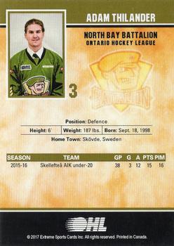 2016-17 Extreme North Bay Battalion OHL #3 Adam Thilander Back