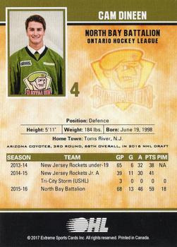 2016-17 Extreme North Bay Battalion OHL #4 Cam Dineen Back