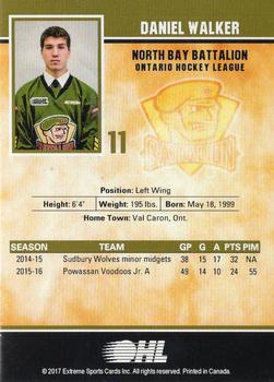 2016-17 Extreme North Bay Battalion OHL #10 Daniel Walker Back