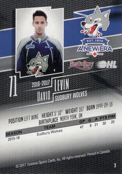 2016-17 Extreme New Sudbury Centre Sudbury Wolves (OHL) #3 David Levin Back