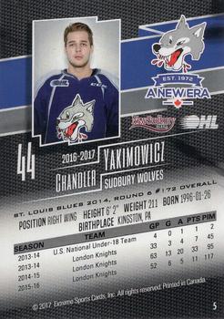 2016-17 Extreme New Sudbury Centre Sudbury Wolves (OHL) #5 Chandler Yakimowicz Back