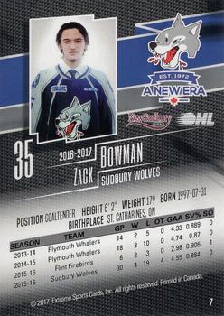 2016-17 Extreme New Sudbury Centre Sudbury Wolves (OHL) #7 Zach Bowman Back