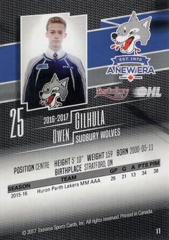 2016-17 Extreme New Sudbury Centre Sudbury Wolves (OHL) #11 Owen Gilhula Back