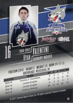2016-17 Extreme New Sudbury Centre Sudbury Wolves (OHL) #16 Ryan Valentini Back