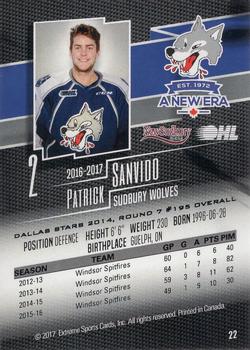 2016-17 Extreme New Sudbury Centre Sudbury Wolves (OHL) #22 Patrick Sanvido Back