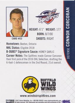 2016-17 Choice Windsor Spitfires (OHL) #3 Connor Corcoran Back
