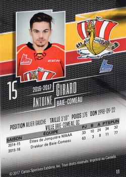 2016-17 Extreme Baie-Comeau Drakkar QMJHL #11 Antoine Girard Back