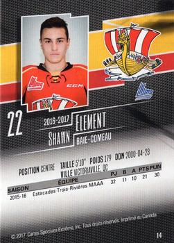 2016-17 Extreme Baie-Comeau Drakkar QMJHL #14 Shawn Element Back