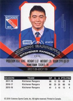 2018-19 Extreme Kitchener Rangers (OHL) #1 Joseph Garreffa Back