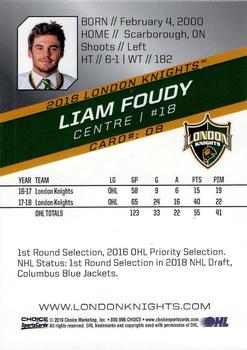 2018-19 Choice London Knights (OHL) #8 Liam Foudy Back