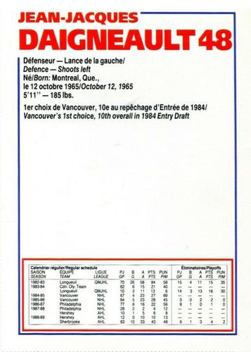 1989-90 Le Journal / Kraft Montreal Canadiens #NNO J.J. Daigneault Back
