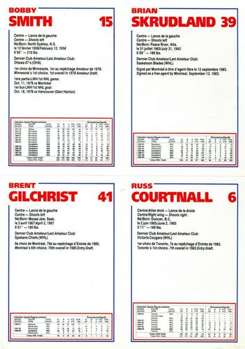 1989-90 Le Journal / Kraft Montreal Canadiens - Sheets #NNO Brian Skrudland / Bobby Smith / Brent Gilchrist / Russ Courtnall Back