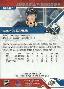 2019 Upper Deck National Hockey Card Day USA #NHCD-1 Rasmus Dahlin Back