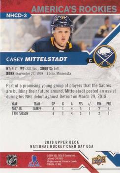 2019 Upper Deck National Hockey Card Day USA #NHCD-3 Casey Mittelstadt Back
