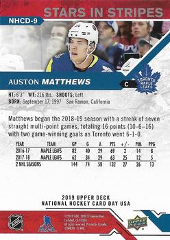 2019 Upper Deck National Hockey Card Day USA #NHCD-9 Auston Matthews Back