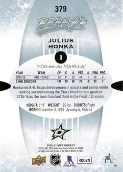2016-17 Upper Deck MVP - Rookie Set Exchange #379 Julius Honka Back