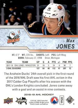 2018-19 Upper Deck AHL #2 Max Jones Back