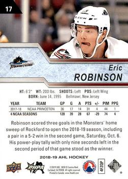2018-19 Upper Deck AHL #17 Eric Robinson Back