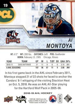 2018-19 Upper Deck AHL #19 Al Montoya Back