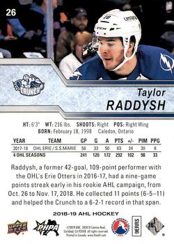 2018-19 Upper Deck AHL #26 Taylor Raddysh Back